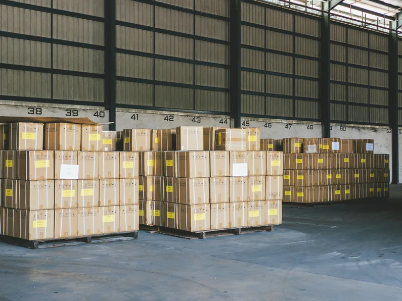 Freight pallets in a warehouse